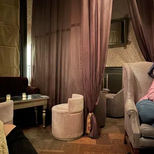 a woman sitting in a chair