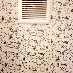 Bathroom Wallpaper - Look Carefully (12/10/22). @RainesLawRoom #NewYorkCity #NYC #Speakeasy #Drinks #Cocktails