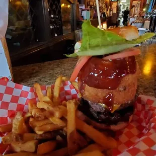 a burger and french fries