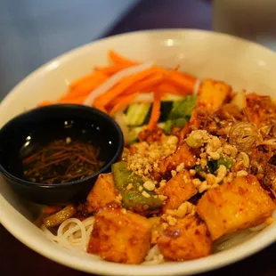 Lemongrass Tofu Bun. Not on the menu, but ask for it. Incredible vegetarian option.