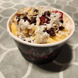 a bowl of fruit and nuts