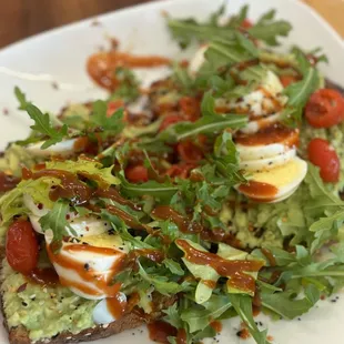 Avocado toast with eggs