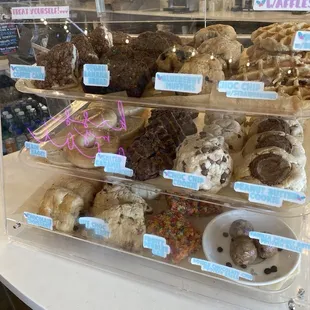Display case with a variety of treats