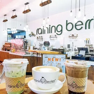 two cups of coffee on a table