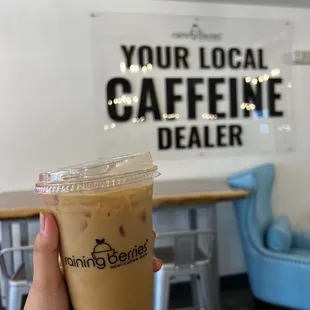 Iced coconut caramel latte