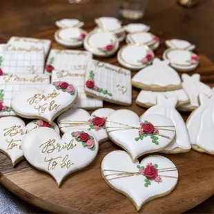 a platter of decorated cookies