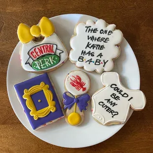 Friends themed baby shower cookies