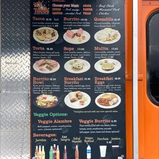 Other menu on truck.