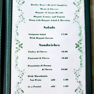 menu