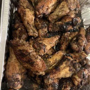a tray of chicken wings
