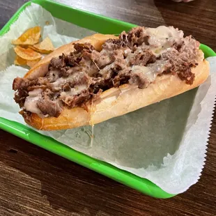 Philly cheesesteak-all of the Old Bay potato chips got eaten fast!