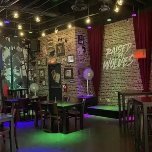 the interior of a bar