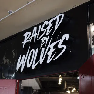 a black and white sign