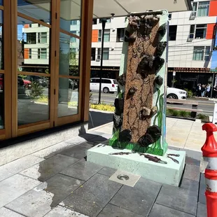 water fountain outside the new space