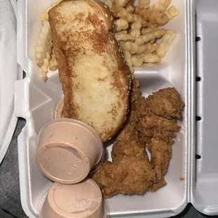 Three Finger Combo: Three Chicken Fingers Fries Bread Signature Cane&apos;s Sauce