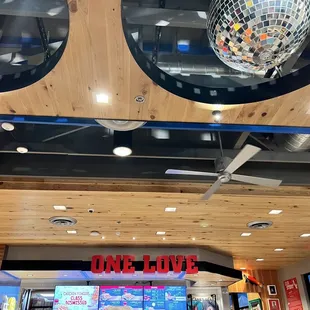 Inside with disco balls