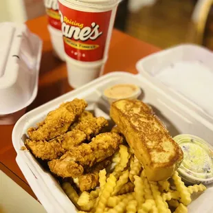 Caniac Combo- 6 tenders, fries, cane sauce, texas toast, coleslaw and half n half
