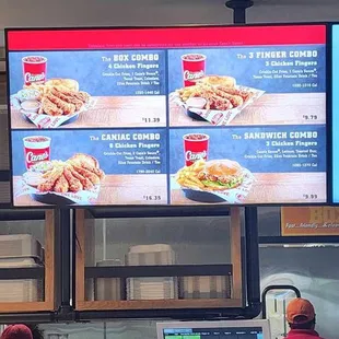a menu at a fast food restaurant