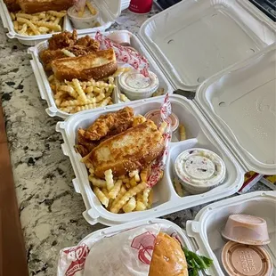 a variety of fast food items