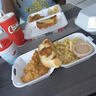 Kids meal and the 3 Finger Meal and of Sweet Tea!!!