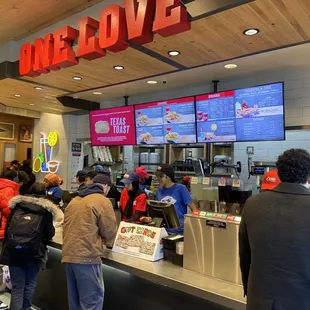 customers in a one love restaurant