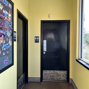 To restrooms