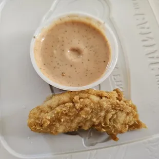 The smallest chicken tender I have ever seen- 2x. Almost doesn't even pass as a chicken nugget.