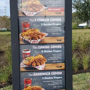 Drive through menu
