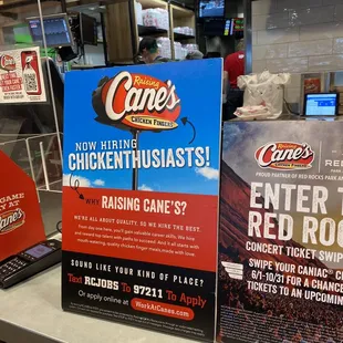 a sign for the restaurant