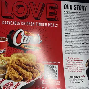 Back of menu