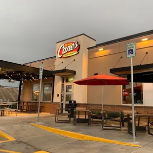 Dining outside.