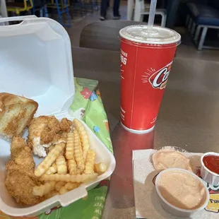 Child's meal with lemonade