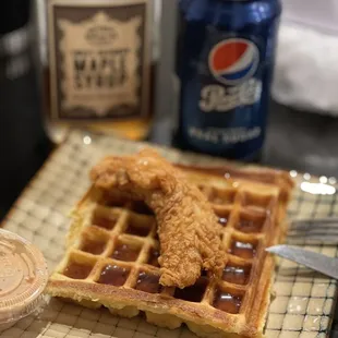 Raising Cane's Chicken on top of homemade Waffles