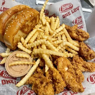 Caniac combo - comes with a drink, six pieces of chicken. We ordered extra toast and fries.