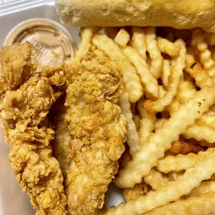 fried chicken and french fries