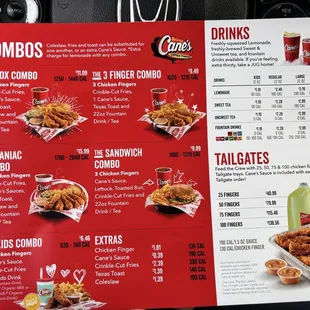 Canes menu