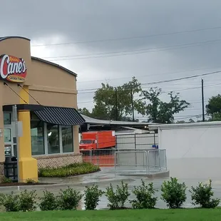 Trying to flee Houston at the start of the hurricane. Raising Cane&apos;s soon to be underwater