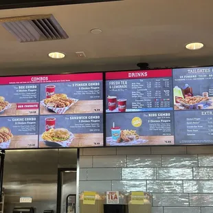 a menu on the wall