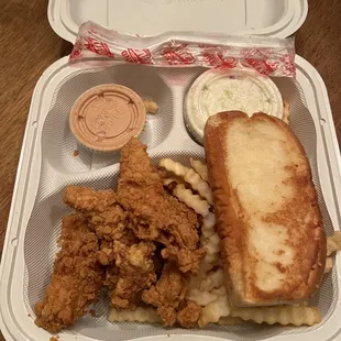 a tray of fried food