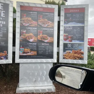 a side view of the menu