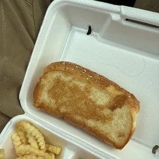 Hair from worker was in my fries when opened my box along