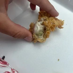 Something green inside my chicken tender