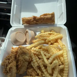 4 tenders with double fries