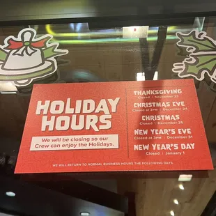 Holiday Hours 2023