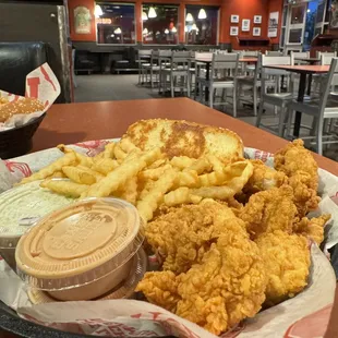 Caniac combo with 6 chicken fingers, fries, coleslaw, Texas toast