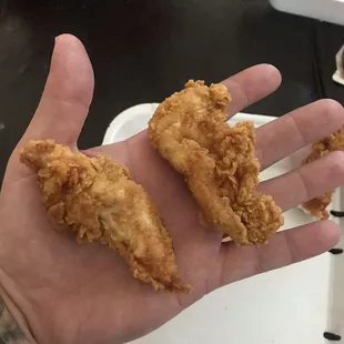 These are NOT chicken strips. Try McDonald size chicken nuggets.