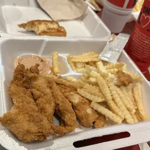 Chicken tenders and fries