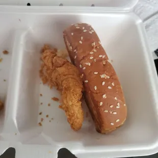 Over breaded super small chicken tender.