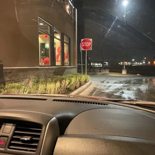 Drive thru at midnight on a Saturday