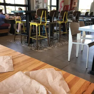 a view of a dining area